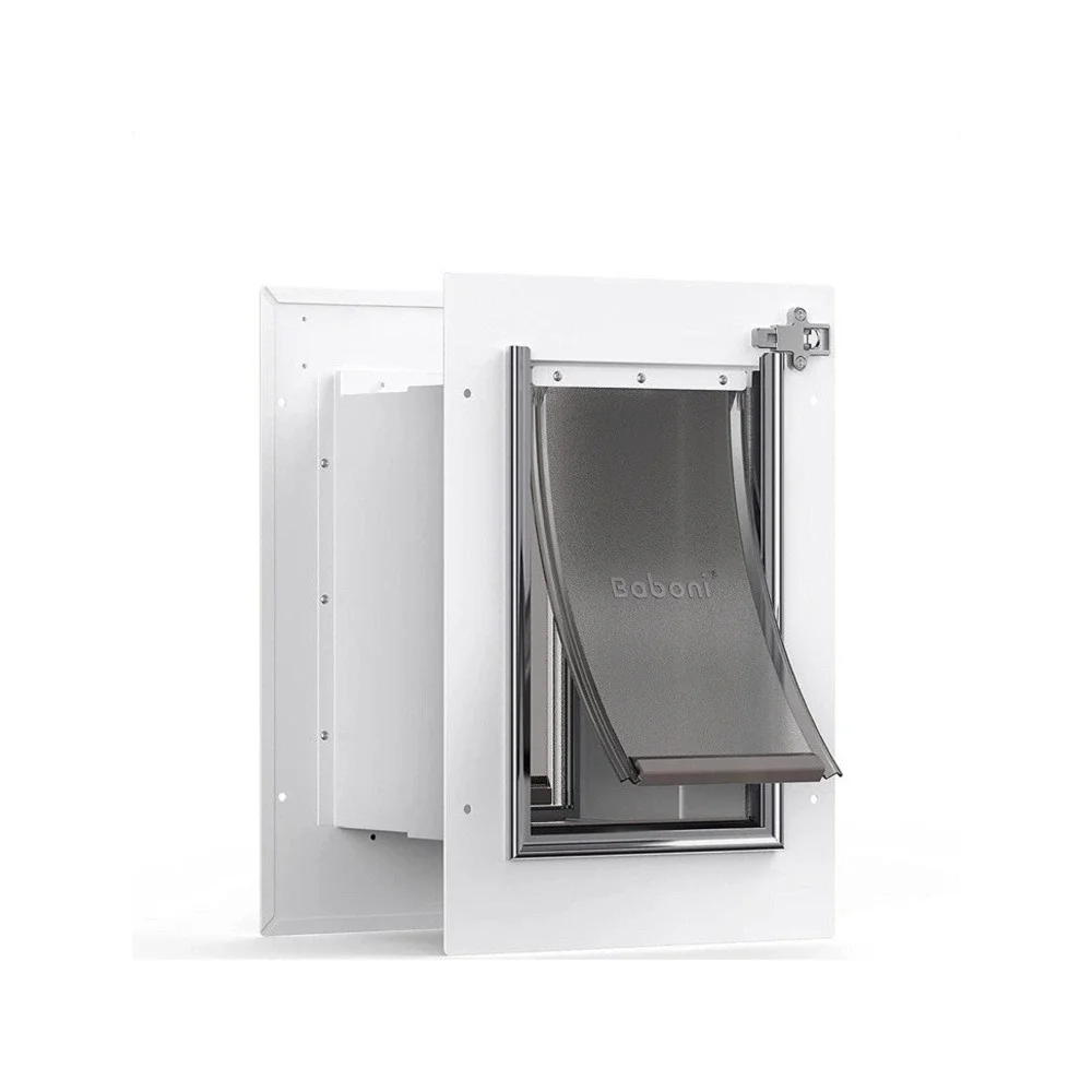 Baboni Pet Door for Wall, Steel Frame and Telescoping Tunnel, Aluminum Lock, Sm